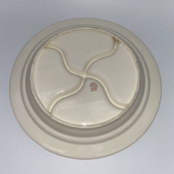 VTG JAPAN HAND PAINTED DIVIDED SERVING DISH PLATTER MULTICOLOR FLORAL No Lid - Picture 7 of 8